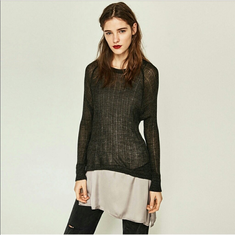 Zara Two-Toned Asymmetrical Double Sweater